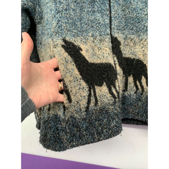 Bear Ridge Outfitters Woman M Zip Cardigan Wolfs Blue Gray Wool Blend USA Wester - Picture 2 of 9